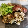Агнешки дреболийки с ориз и гъби на фурна