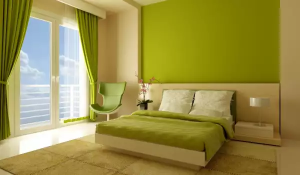 Зелени завеси за спалнята