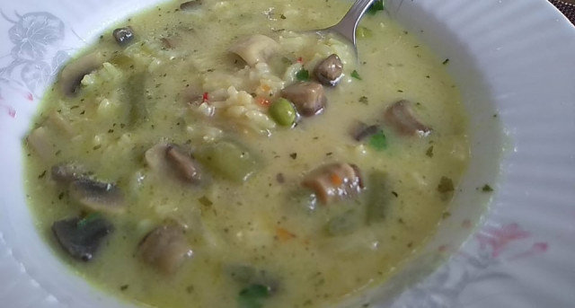 Гъбена супа с ориз и зеленчуци в мултикукър